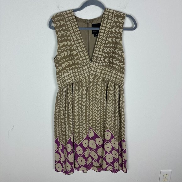 Anthropologie X Anna Sui Silk Midi Sleeveless Dress 6 V Neck Boho Summer - Picture 1 of 10